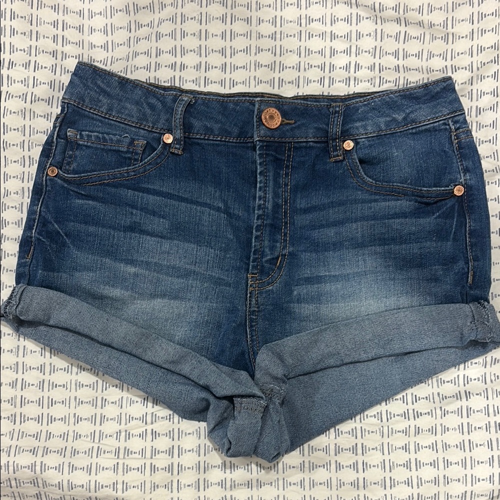 Refuge Blue Jean Shorts with Cuffed Hem